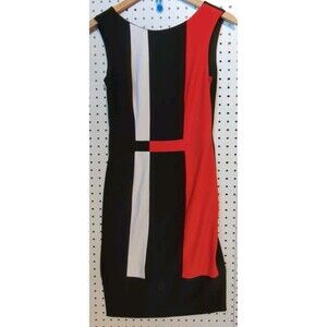 Joseph Ribkoff Dress Size 4 Sleeveless Red White Black